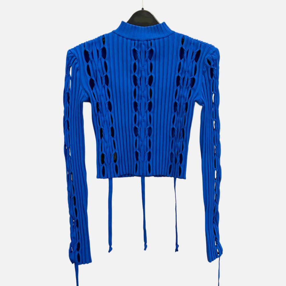 NWOT David Koma Electric Blue Cutout Ribbed Knit Top